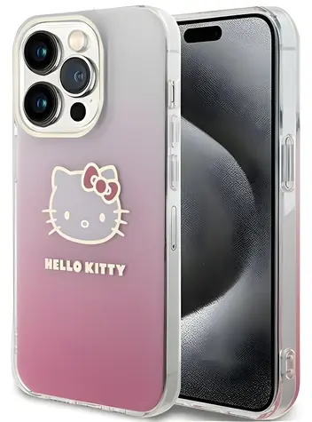 Hello Kitty IML Gradient Electrop Kitty Head růžová / Zadní kryt / Apple iPhone 15 Pro