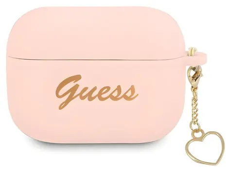 GUESS GUAPLSCHSP růžová / Silikonové pouzdro / Charm Heart / pro Apple AirPods Pro