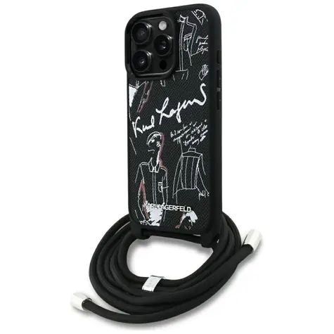 Karl Lagerfeld Crossbody Grained Pattern & Logo černá / Zadní kryt / iPhone 16 Pro Max