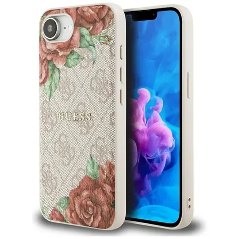Guess 4G Flowers Print MagSafe růžová / Zadní kryt / MagSafe / iPhone 16e