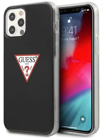 Guess Triangle Hard Case černá / Zadní kryt / Apple iPhone 12, iPhone 12 Pro