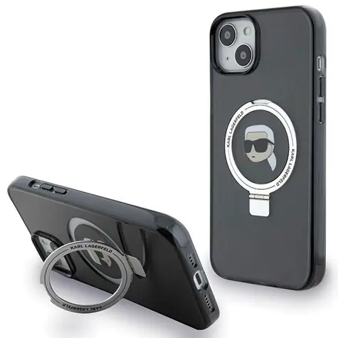 Karl Lagerfeld Ringstand Karl Head MagSafe iPhone 15 Plus černá / Zadní kryt / iPhone 14 Plus, 15 Plus