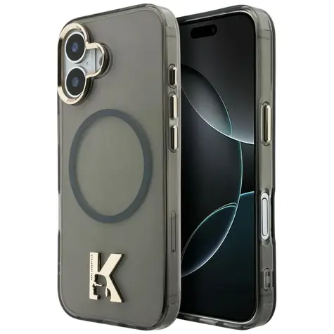 Karl Lagerfeld IML K&CH Heads Logo MagSafe černá / Zadní kryt pro iPhone 17 / MagSafe / IML potisk