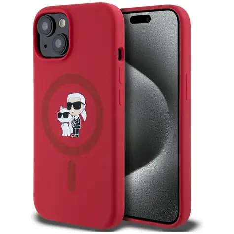 Karl Lagerfeld Silicone Karl and Choupette Heads Ring MagSafe červená / Kryt / MagSafe / iPhone 15