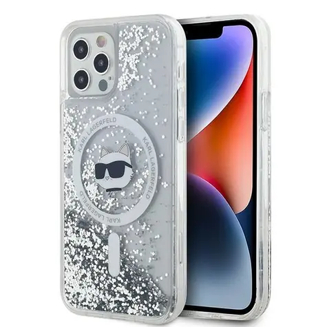 Karl Lagerfeld Liquid Glitter Choupette iPhone 12/12 Pro čirá / Kryt / MagSafe