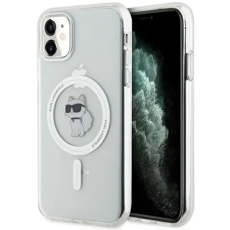Karl Lagerfeld IML Choupette transparentní / Kryt pro iPhone 11 a iPhone XR / MagSafe