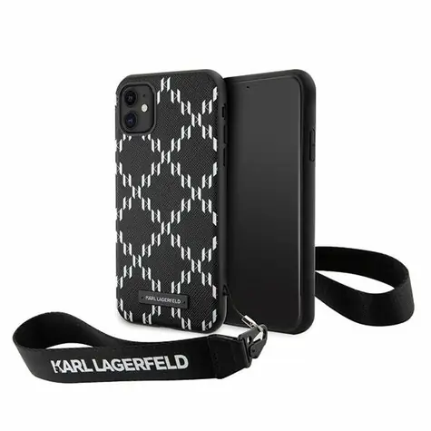 Karl Lagerfeld Monogram Losange Saffiano černá / Zadní kryt / pro Apple iPhone 11/XR