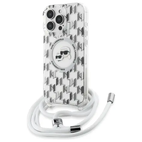 Karl Lagerfeld IML Crossbody Monogram K&CH Head čirá / Kryt / MagSafe / iPhone 16 Pro