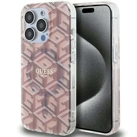 Guess IML GCube MagSafe růžová / Zadní kryt / iPhone 15 Pro Max