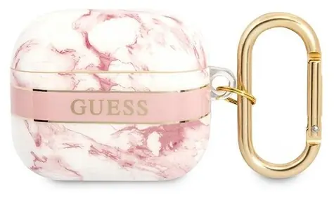 GUESS Marble Strap Collection růžová / Pouzdro pro Apple AirPods 3