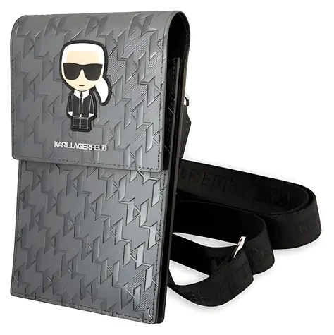 Karl Lagerfeld Ikonik Karl Monogram Patch stříbrná / Taška na telefon / Monogram