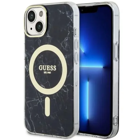 Guess Marble IML MagSafe černá / Zadní kryt / pro Apple iPhone 14