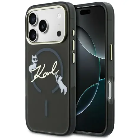 Karl Lagerfeld IML Choupettes Karl Script Logo černá / Zadní kryt / MagSafe / Apple iPhone 17 Pro Max