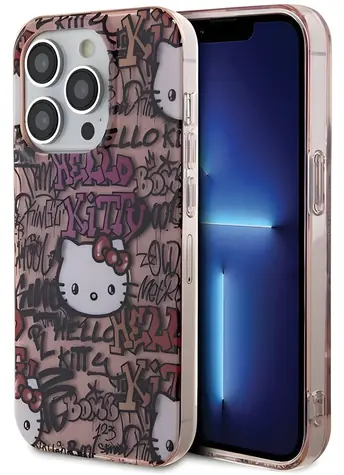 Hello Kitty Tags Graffiti růžová / Kryt pro Apple iPhone 13 Pro a 13 / IML potisk