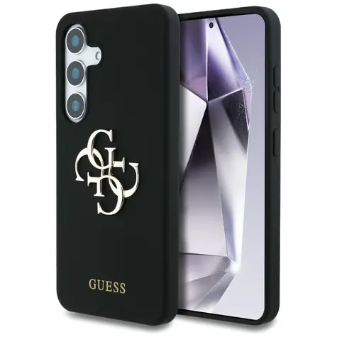 Guess Silicone Big 4G Logo Bottom Script černá / Zadní kryt / pro Samsung Galaxy S25 / silikonový