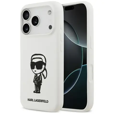 Karl Lagerfeld Silicone Karl Sketch & Logo MagSafe bílá / Zadní kryt / MagSafe / iPhone 17 Pro