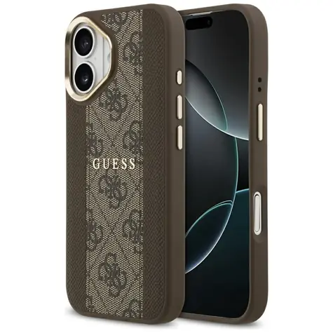 Guess 4G Stripe hnědá / Zadní kryt / MagSafe / pro iPhone 17