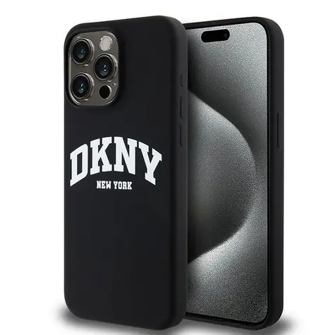 DKNY Liquid Silicone White Printed Logo MagSafe černá / Zadní kryt / iPhone 13 Pro Max