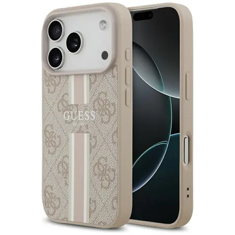 Guess 4G Printed Stripes MagSafe zadní kryt iPhone 17 Pro růžová / Zadní kryt / MagSafe