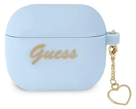Guess Silikonové Pouzdro Charm Heart AirPods 3 modrá / Pouzdro / Pro Apple AirPods (3. generace)