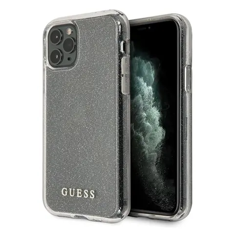 GUESS Glitter zadní kryt pro Apple iPhone 11 Pro Max stříbrná / Kryt na mobilní telefon / třpytivý vzor