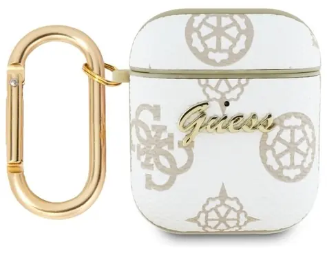 Guess 4G Hook pouzdro pro Apple AirPods 1 & 2 bílá / Pouzdro / S karabinkou