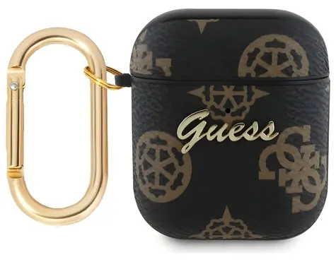Guess 4G Hook pouzdro pro Apple AirPods 1 & 2 černá / Pouzdro / S karabinkou