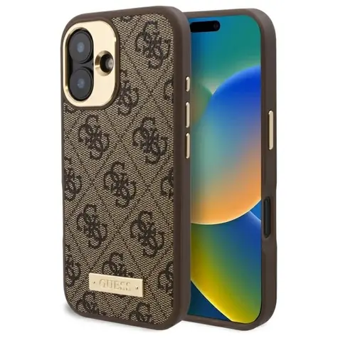 Guess 4G Logo Plate MagSafe Brown / Zadní kryt / Apple iPhone 16