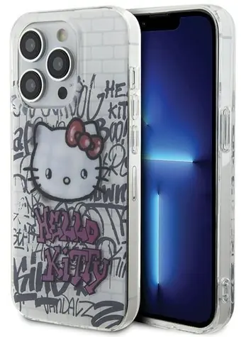 Hello Kitty IML Kitty On Bricks Graffiti bílá / Zadní kryt / Apple iPhone 15 Pro