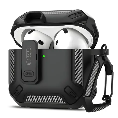 Tech-Protect Carbonox Case černá / Pouzdro / AirPods 4 / Karbonový vzhled