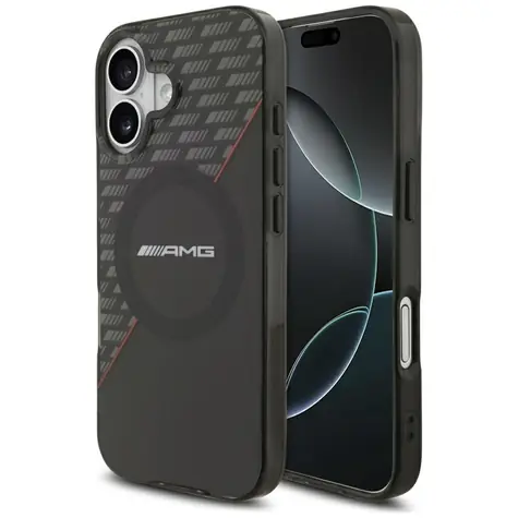 Mercedes AMG Double Layer Rhombs transparentní černá/červená / Zadní kryt / MagSafe / pro iPhone 17