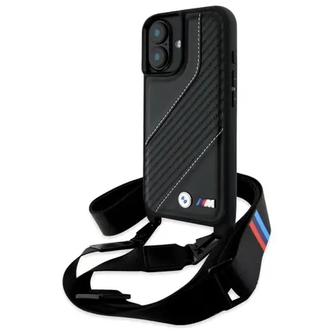 BMW M Edition Carbon Stripe & Strap černá / Pouzdro / pro Apple iPhone 16 Plus