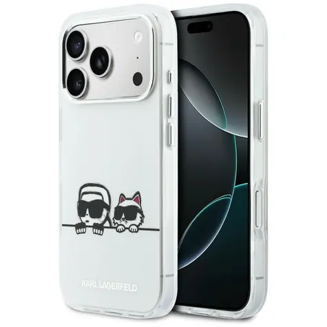 Karl Lagerfeld IML Karl & Choupette Peekaboo bílá / Zadní kryt pro iPhone 17 Pro / MagSafe