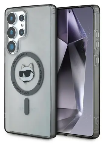 Karl Lagerfeld Button Choupette Head černá / Zadní kryt / Samsung Galaxy S25 Ultra / MagSafe