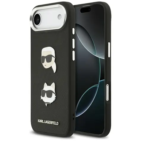 Karl Lagerfeld Grained Karl and Choupette Heads Pins a Logo černá / Zadní kryt / MagSafe / iPhone Air