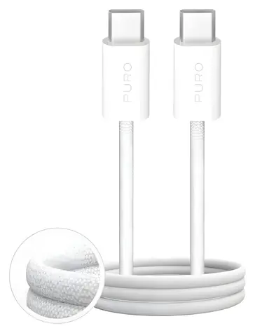 Puro Fabrik 4 bílá / Kabel USB-C - USB-C / opletený / 100 W / 1 m