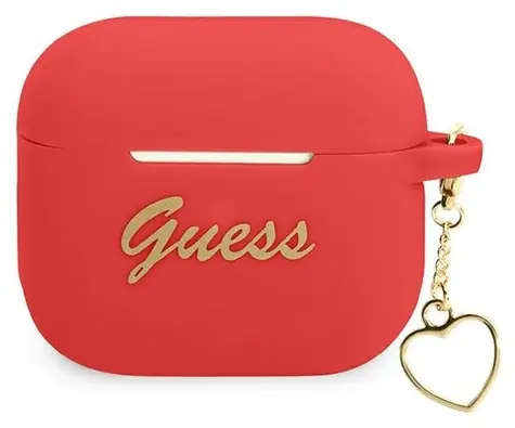 GUESS Silicone Charm Heart Collection červená / Pouzdro pro Apple AirPods 3