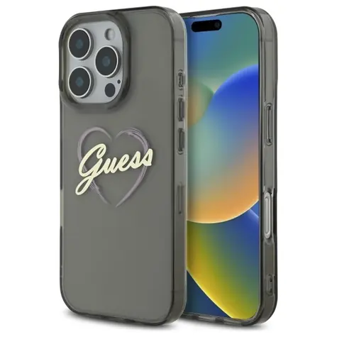 Guess IML Heart černá / Zadní kryt / pro iPhone 16 Pro Max