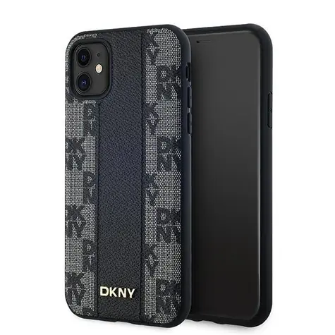 DKNY Leather Checkered černá / Zadní kryt / MagSafe / Apple iPhone 11, Xr