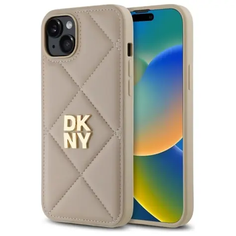 DKNY Quilted Stack Logo iPhone 15 Plus béžová / Zadní kryt