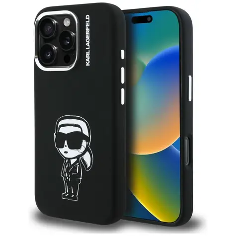 Karl Lagerfeld Liquid Silicone Karl Sketch černá / Kryt / Apple iPhone 16 Pro Max / MagSafe