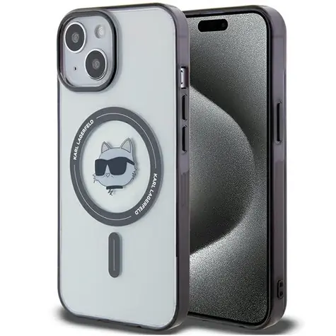Karl Lagerfeld IML Choupette's Head transparentní / Zadní kryt / MagSafe / iPhone 15