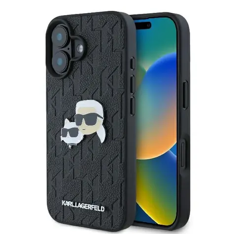 Karl Lagerfeld Monogram Karl & Choupette Head Pin černá / Zadní kryt / Apple iPhone 16