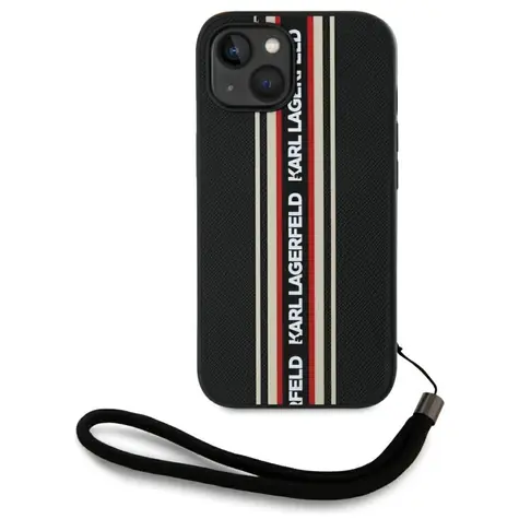 Karl Lagerfeld Saffiano Athleisure Stripes Cord červená / Zadní kryt / iPhone 15