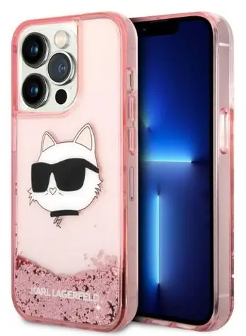 Karl Lagerfeld KLHCP14XLNCHCP růžová / Zadní kryt / Apple iPhone 14 Pro Max / Glitter Choupette Head