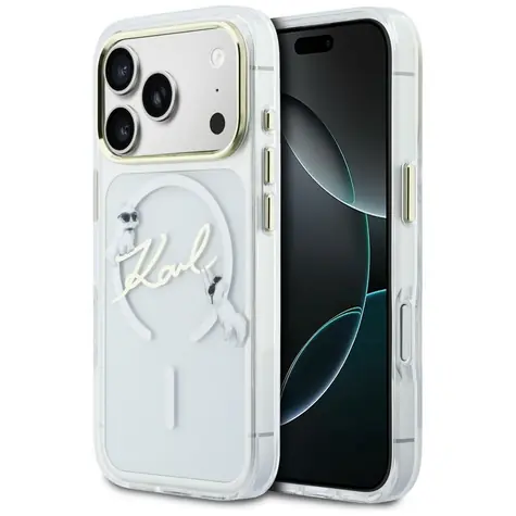 Karl Lagerfeld IML Choupettes Karl Script Logo čirá / Zadní kryt / MagSafe / iPhone 17 Pro