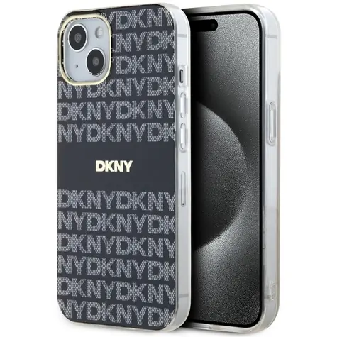 DKNY IML Mono & Stripe pro Apple iPhone 15 Plus a 14 Plus černá / Zadní kryt / MagSafe