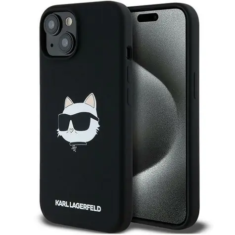 Karl Lagerfeld Silicone Choupette Head černá / Zadní kryt / MagSafe / iPhone 15 Plus, 14 Plus