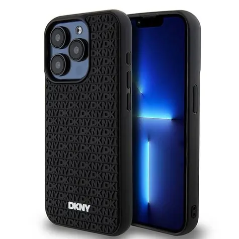 DKNY 3D Rubber Repeat Pattern pro Apple iPhone 15 Pro černá / Zadní kryt / Guma