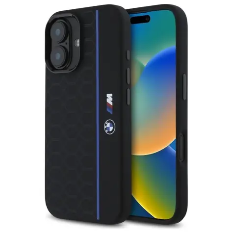 BMW Silicone Hexagon Blue Line MagSafe černá / Zadní kryt / iPhone 16 / silikonový
